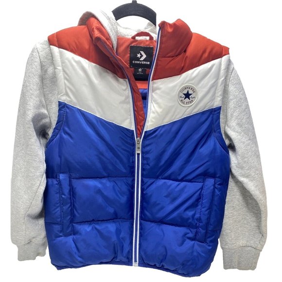 Converse Jacket All Star Boys Medium Vest has stain on sleeve - As Is Condition. - Picture 5 of 13